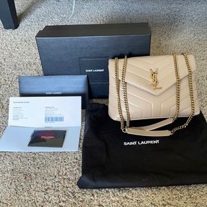 YSL Yves Saint Laurent small loulou dark beige